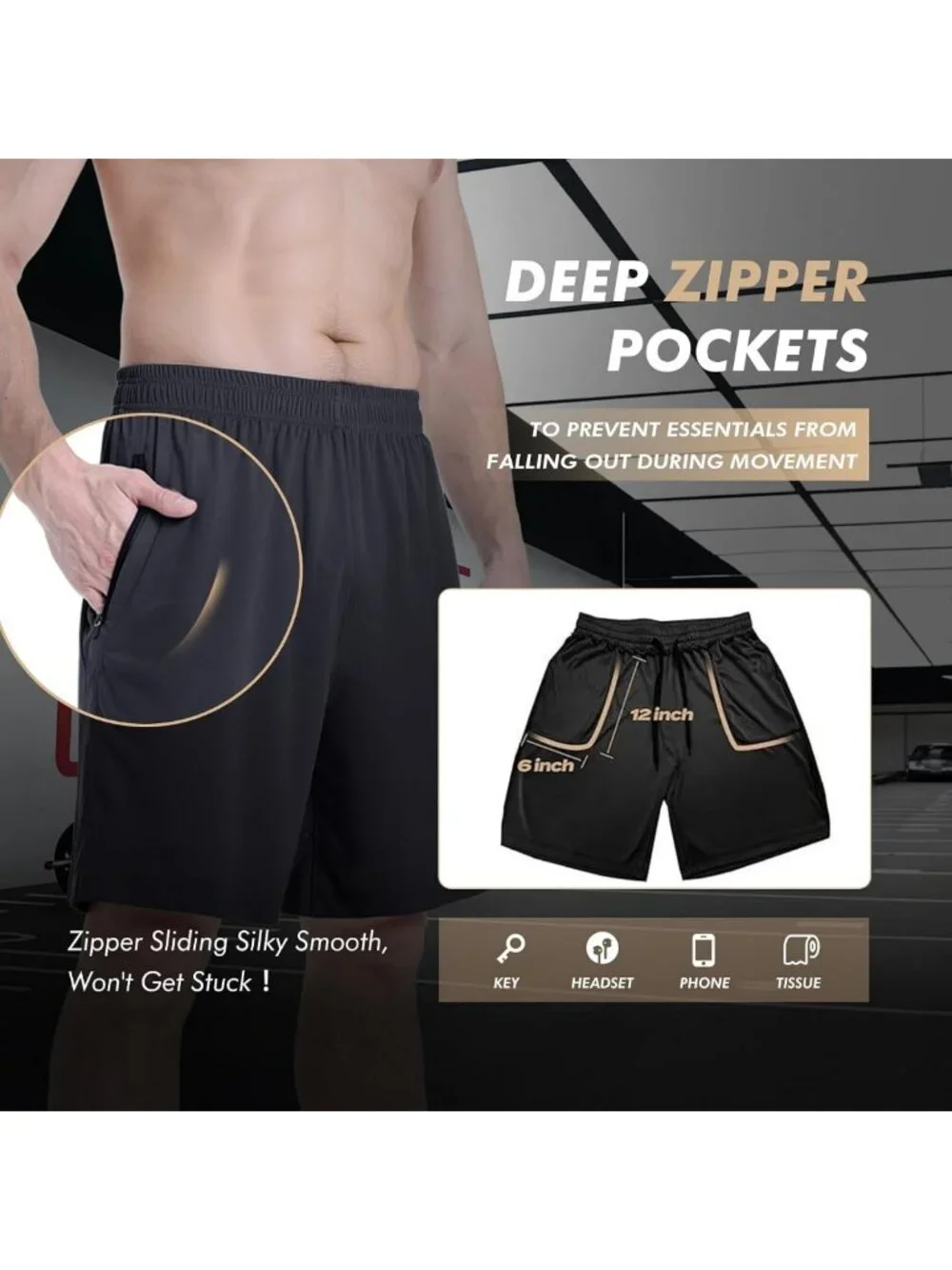 5 Pack Men's Athletic Basketball Shorts - Lightweight Quick Dry Gym & Running